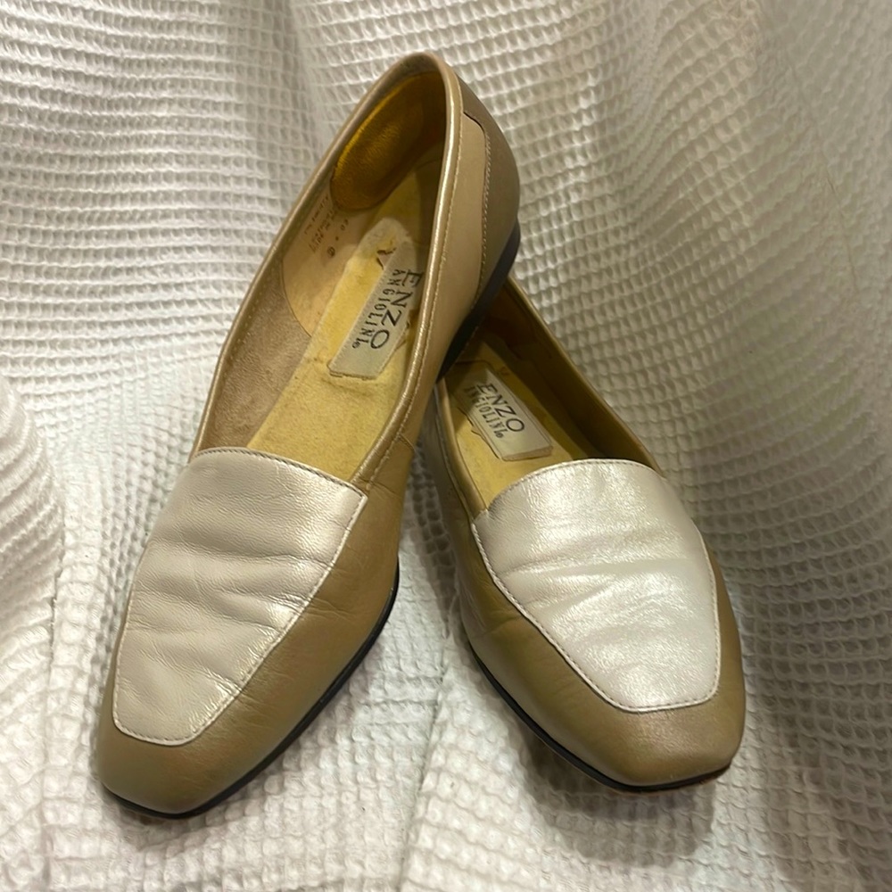 Vintage taupe and champagne loafers